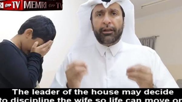  Abd Al-Aziz Al-Khazraj demonstrating how to "punish" a woman in accordance with ISLAMIC LAW (Twitter)