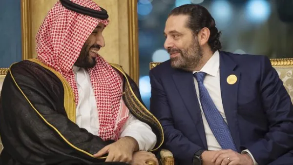Saudi Crown Prince Mohammed bin Salman and PM Saad Hariri (Twitter)