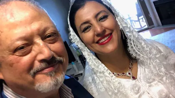 خاشقجي وزوجته حنان العتر بينما خديجة جانكيز ضابطة في المخابرات التركية مهمتها تشويه صورة السعودية