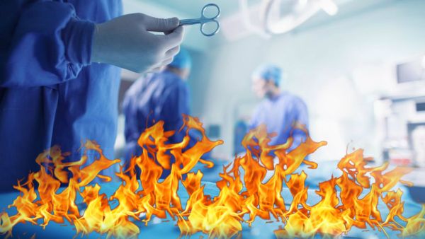 احتراق مريضة أثناء خضوعها لعملية جراحية