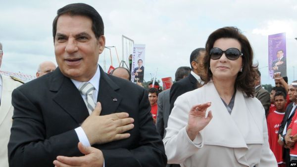 الرئيس التونسي الأسبق زين العابدين بن علي وزوجته