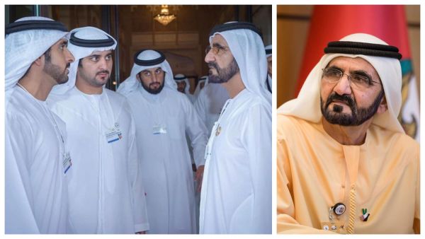 محمد بن راشد برفقة أبناءه حمدان ومكتوم وأحمد