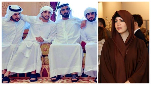 الشيخة لطيفة مع أشقائها أحمد وحمدان ومكتوم