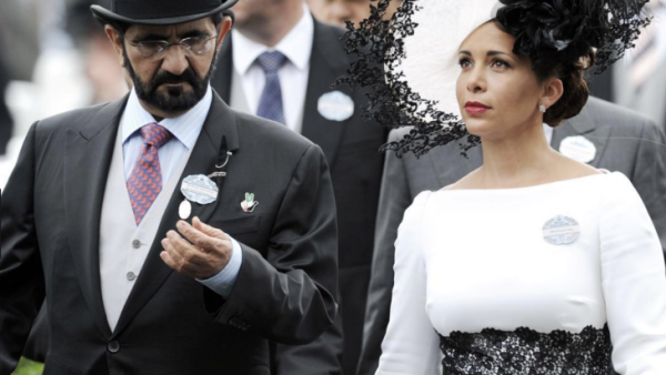 الشيخ محمج بن راشد مع زوجته السابقة الأميرة هيا بنت الحسين
