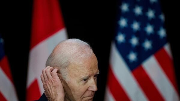 US President Joe Biden pauses during a joint press conference with Canada's Prime Minister Justin Trudeau, not pictured, at the Sir John A. Macdonald Building in Ottawa, Canada, on March 24, 2023. (Photo by ANDREJ IVANOV / AFP) ALBAWABA - U.S. President Joe Biden said he does not seek a conflict with Iran, but warned that Washington will "act forcefully" to protect Americans.