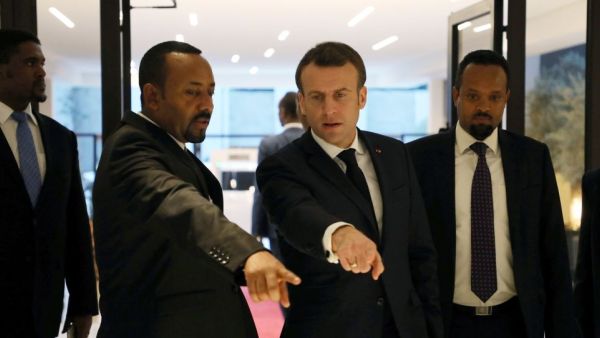 رئيس الوزراء الإثيوبي، آبي أحمد والرئيس الفرنسي ماكرون