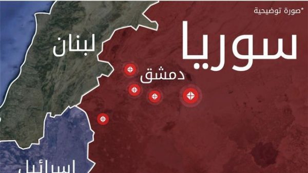 خريطة توضح مواقع الغارات الاسرائيلية على ضواحي دمشق