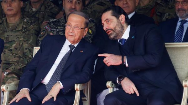 الرئيس ميشال عون ورئيس حكومة تصريف الأعمال في لبنان سعد الحريري