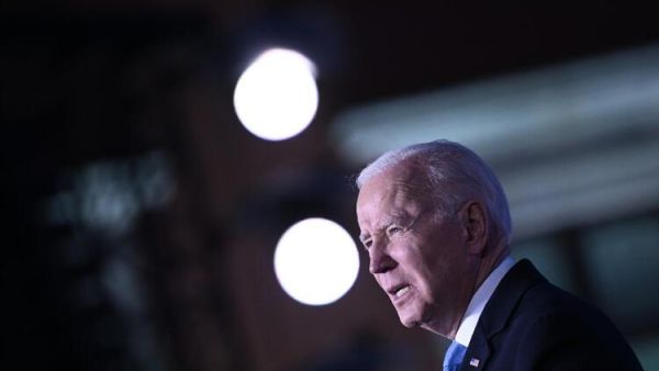 US President Joe Biden delivers a speech at the Royal Castle in Warsaw, Poland on March 26, 2022. (Photo by Brendan SMIALOWSKI / AFP) Biden Says Putin 'Cannot Remain in Power' in Warsaw Speech