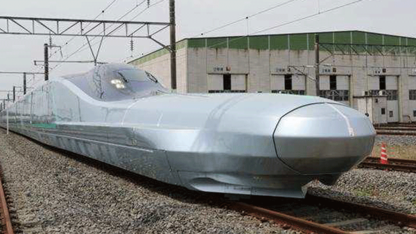 The model's futuristic design features 10 cars and a long pointed nose.