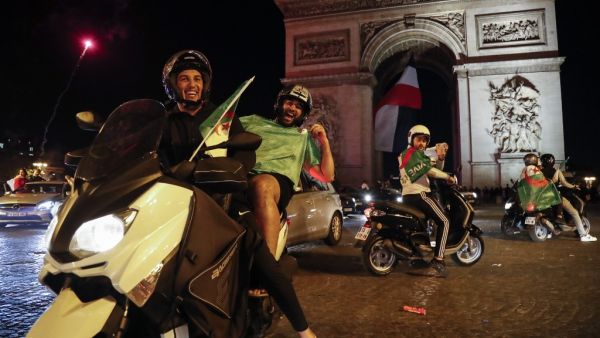 In Paris, fans blocked traffic on the Champs-Elysees