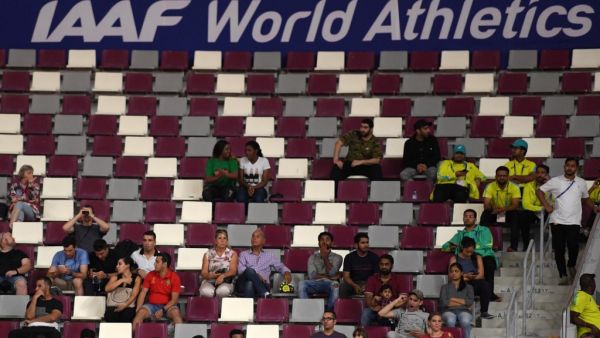 Empty seats at the 2019 IAAF World Athletics Championships at the Khalifa International stadium in Doha, in this Sept. 27, 2019 file photo. — AFP