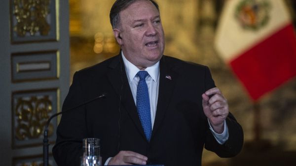 US Secretary of State Mike Pompeo offers a press conference after holding a meeting with Peru's President Martin Vizcarra at the Governement Palace in Lima. (Ernesto BENAVIDES / AFP)