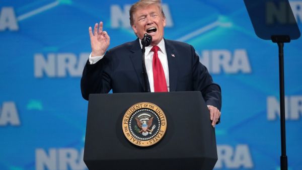 US President Donald Trump speaks to guests at the NRA-ILA Leadership Forum at the 148th NRA Annual Meetings & Exhibits on April 26, 2019 in Indianapolis, Indiana. AFP