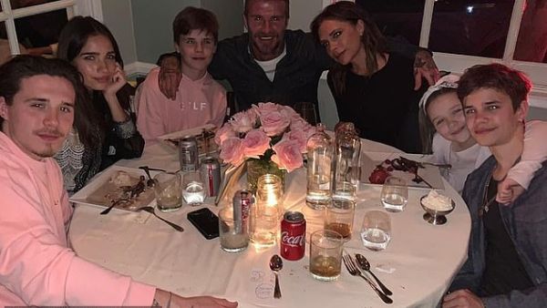 David Beckham and his family while celebrating his 44th birthday. (Victoria Beckham/ Instagram)