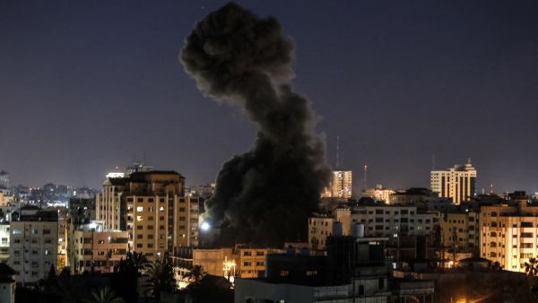 Gaza militants fired a barrage of rockets at Israel, which responded with airstrikes, officials said, as a fragile ceasefire again faltered. (Mahmud Hams / AFP)