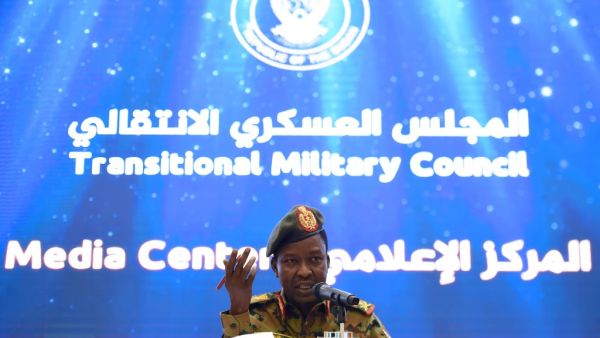 Spokesman of the Sudan's Transitional Military Council Lieutenant General Shamseddine Kabbashi speaks during a press conference in Khartoum on May 7, 2019. (AFP/ File)