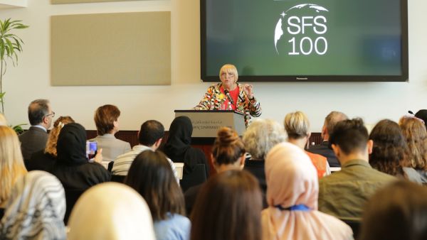 The Vice President of the German Bundestag (Parliament), Ms. Claudia Roth during the talk.
