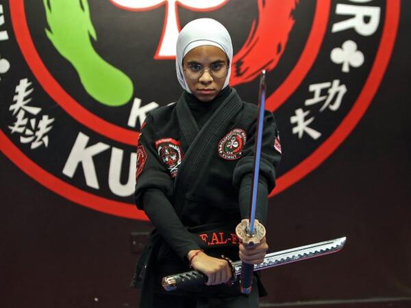Kuwaiti Fai al-Fahad, a Kajukenbo hybrid martial art assistant-master, practises in a club in Kuwait City.
Yasser Al-Zayyat / AFP