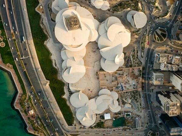 Aerial view of the National Museum of Qatar, in Doha, on March 29th, 2019.
(Photo credit: "HANNES BLOOMAERT/NATIONAL MUSEUM OF QATAR/AFP-Services") 
HANNES BLOOMAERT / NATIONAL MUSEUM OF QATAR / AFP-Services