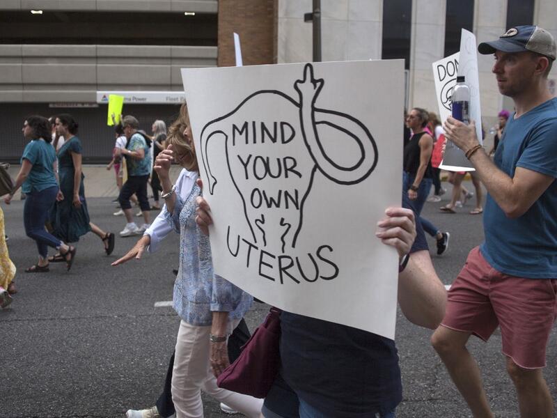 Pro-Choice protesters march through the streets of Birmingham, Alabama, during the March For Reproductive Freedom on May 19, 2019. Seth HERALD / AFP