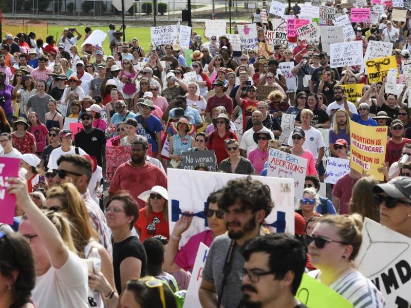 Protestors participate in a rally against one of the nation's most restrictive bans on abortions on May 19, 2019 in Montgomery, Alabama. Julie Bennett / GETTY IMAGES NORTH AMERICA / AFP