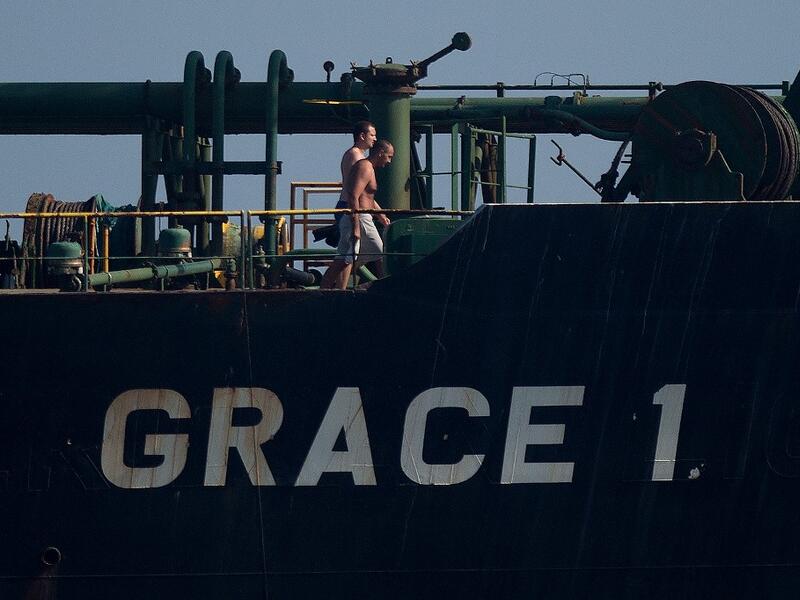 Crew members of Iranian supertanker Grace 1 walk on board off the coast of Gibraltar on August 15, 2019. (AFP/ File Photo) Crew members of Iranian supertanker Grace 1 walk on board off the coast of Gibraltar on August 15, 2019. (AFP/ File Photo)