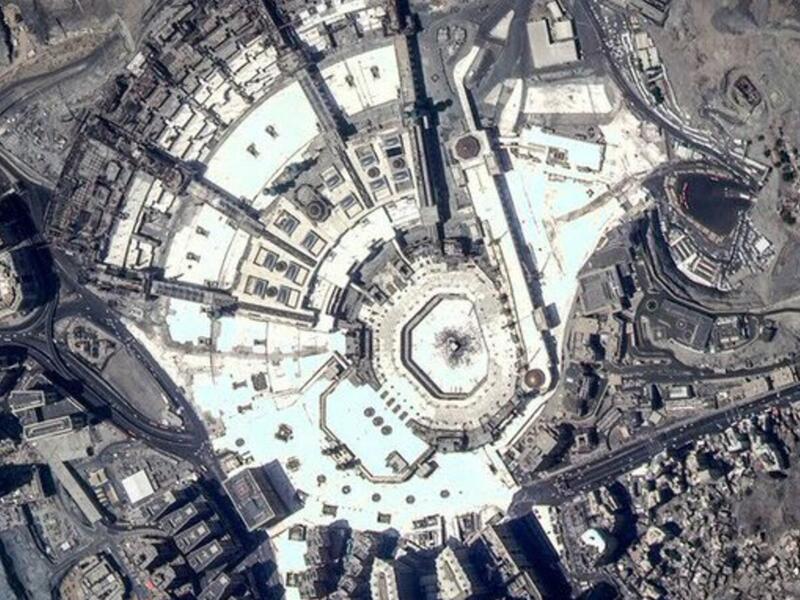 Makkah's Grand Mosque captured from space during Haj. (KhalifaSat)