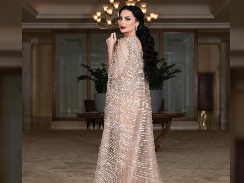 Diana Karazon chose a silver and beige dress for her concert in Jerashs southern theater Source dianakarazonw Instagram