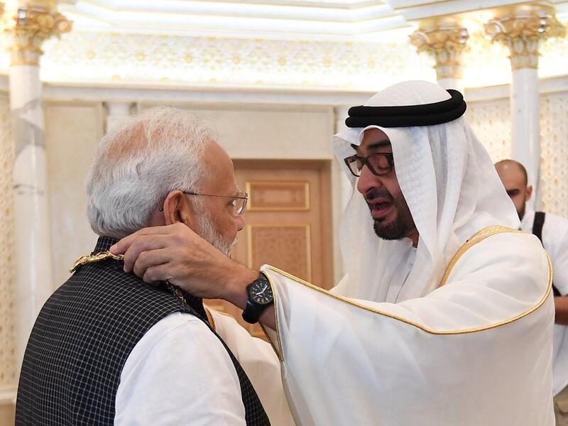 "You deserve it," Sheikh Mohammed told Modi at one point while posing for photos. (Twitter/ @narendramodi)