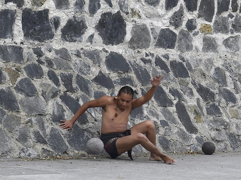 The sport, which dates back 3,500 years and was played by the Mayas (600 BC) and Aztecs (1400 BC) with ludic and ceremonial purposes, is back to Mexico City after 500 years. ROCIO VAZQUEZ / AFP