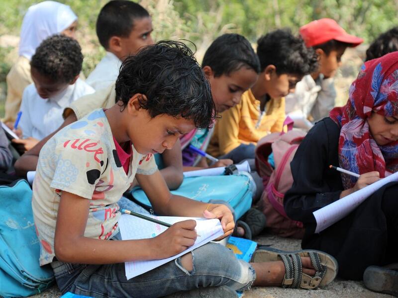 More than 2,500 schools are out of use across Yemen, of which two thirds have been damaged in attacks, 27 percent closed and seven percent used by the military or as shelters for displaced people. AHMAD AL-BASHA / AFP