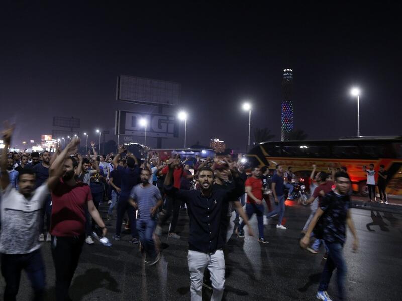In Cairo dozens of people joined night-time demonstrations around Tahrir Square -- the epicenter of the 2011 revolution that toppled the country's long-time autocratic leader. STR / AFP