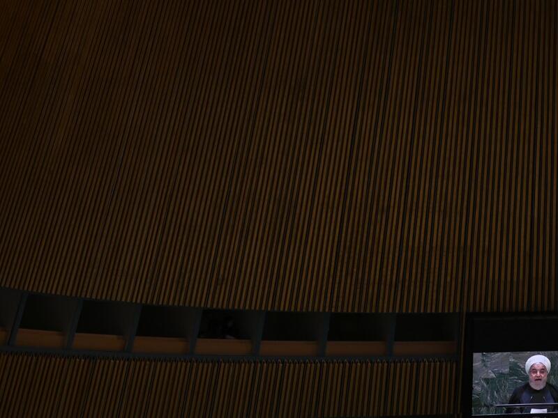 Iranian President Hassan Rouhani speaks during the 74th Session of the General Assembly at the United Nations headquarters in New York on September 25, 2019. TIMOTHY A. CLARY / AFP