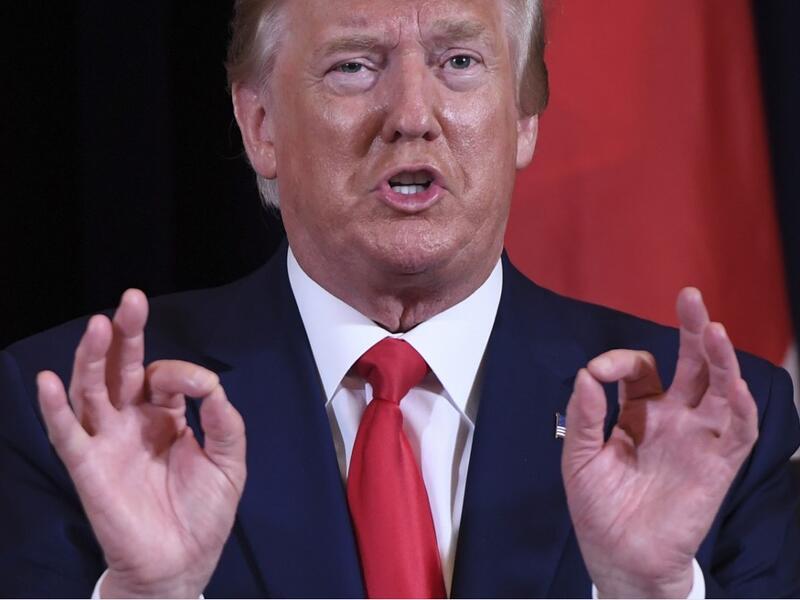 US President Donald Trump speaks during a meeting with Japanese Prime Minister Shinzo Abe in New York, September 25, 2019, on the sidelines of the United Nations General Assembly. SAUL LOEB / AFP