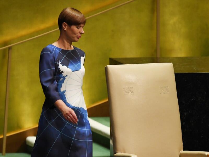 Estonian President Kersti Kaljulaid arrives to speak to the 74th Session of the General Assembly at the United Nations headquarters in New York on September 25, 2019 in New York. TIMOTHY A. CLARY / AFP