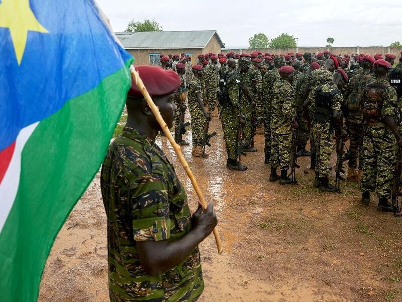 Members of South Sudan People's Defence Forces (SSPDF), formerly named Sudan People's Liberation Army (SPLA), assigned as South Sudan's presidential guard drill at their barracks just south of the capital Juba (AFP /Alex McBride) Members of South Sudan People's Defence Forces (SSPDF), formerly named Sudan People's Liberation Army (SPLA), assigned as South Sudan's presidential guard drill at their barracks just south of the capital Juba (AFP /Alex McBride)