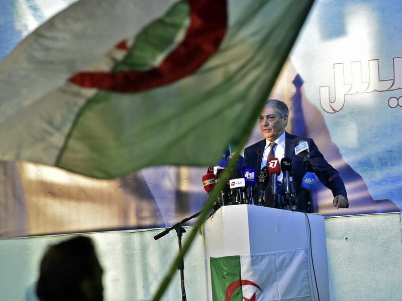 Ali Benflis, former prime minister and presidential candidate, speaks at his campaign event in the town of Blida, 45 kilometres (30 miles) southwest of Algiers, on November 19, 2019. (AFP/ File Photo)