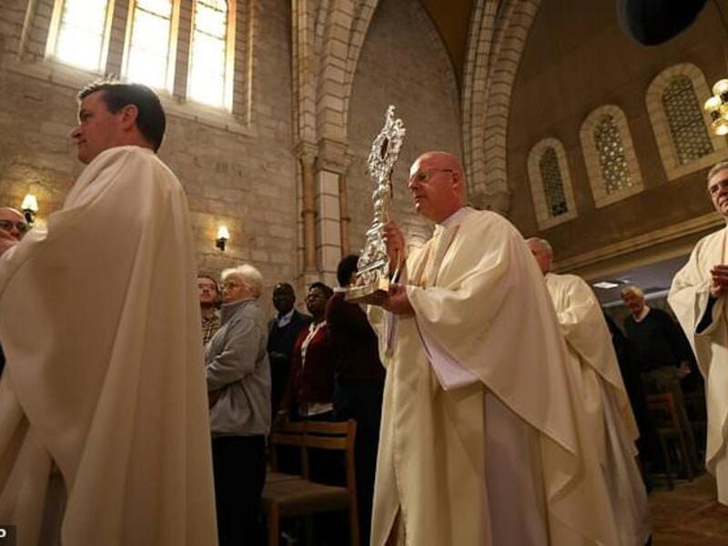 The wooden fragment said to be from the crib of the Infant Jesus is returning to Bethlehem more than a thousand years after it was sent to Rome. (AFP)