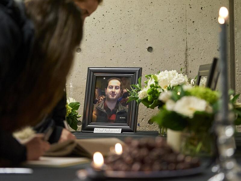 Western University in London, Ontario on January 8, 2020, for 4 of the school’s graduate students who were killed in the plane crash in Iran, including Milad Nahavandi. A Ukrainian airliner crashed shortly after take-off from Tehran on January 8 killing all 176 people on board, in a disaster striking a region rattled by heightened military tensions. Geoff Robins / AFP