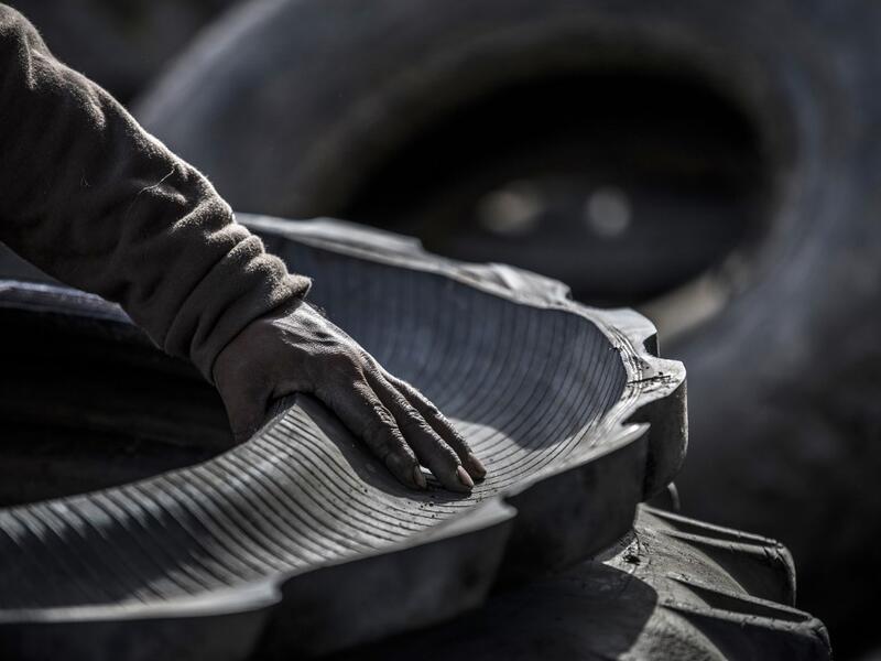 The small village has become renowned as the country's rubber recycling hub. Khaled DESOUKI / AFP