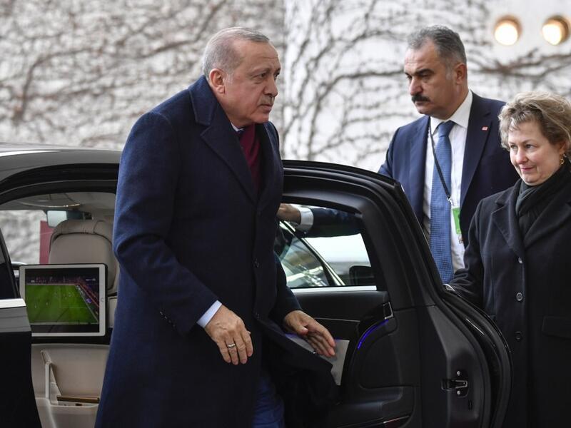 Turkish President Recep Tayyip Erdogan arrives to attend the Peace summit on Libya at the Chancellery in Berlin on January 19, 2020. World leaders gather in Berlin on January 19, 2020 to make a fresh push for peace in Libya. John MACDOUGALL / AFP