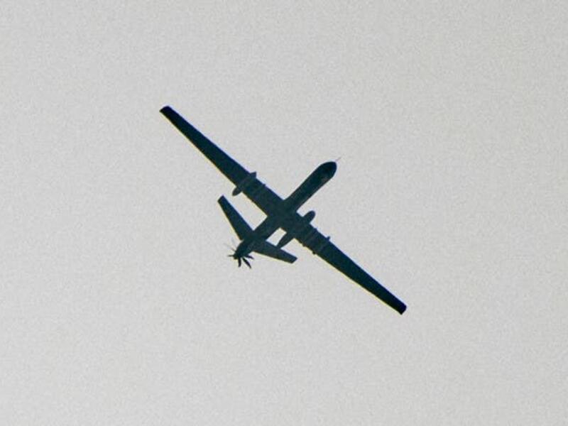 An unidentified unmanned aerial vehicle seen flying over a region between Idlib and Aleppo on November 22. (File photo: AFP)