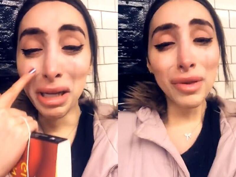 In the clip, with tears streaming down her face, Serena Daniari says: 'I swear I wish people would just leave me alone. I don't do anything. I just want to be left alone.' (Twitter)