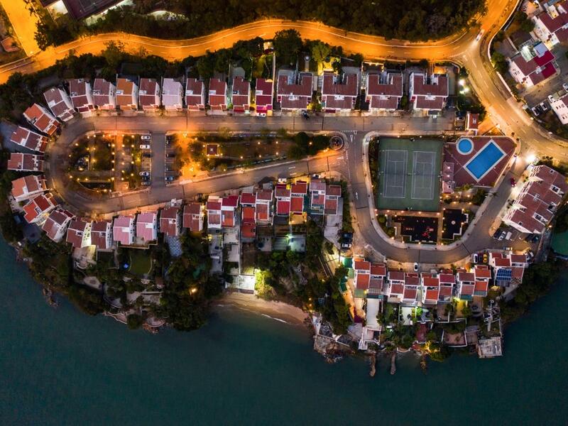 This aerial photograph taken on December 10, 2019 shows a housing estate in Hong Kong. DALE DE LA REY / AFP