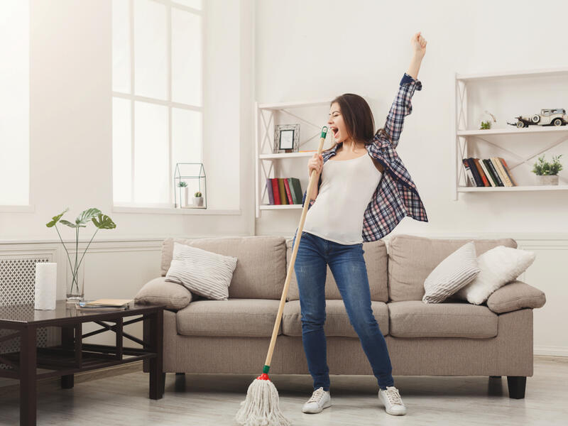 'Cleaning can be fun'  however it is something that’s necessary to do. Do all of your laundry, purge your home clean, and tidy up like there’s no tomorrow (Shutterstock)