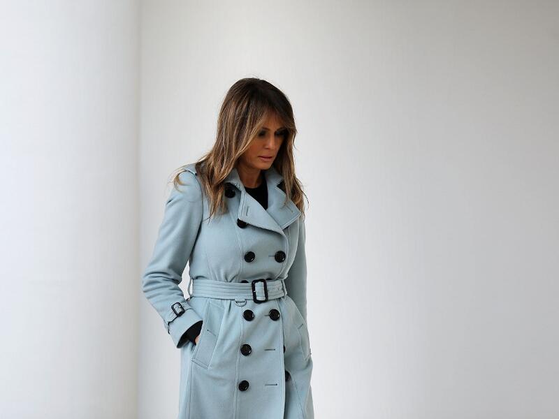U.S. first lady Melania Trump heads back into the White House after hosting the 140th annual Easter Egg Roll on the South Lawn April 2, 2018 in Washington, DC. The White House said they are expecting 30,000 children and adults to participate in the annual tradition of rolling colored eggs down the White House lawn that was started by President Rutherford B. Hayes in 1878. Chip Somodevilla/Getty Images/AFP CHIP SOMODEVILLA / GETTY IMAGES NORTH AMERICA / Getty Images via AFP