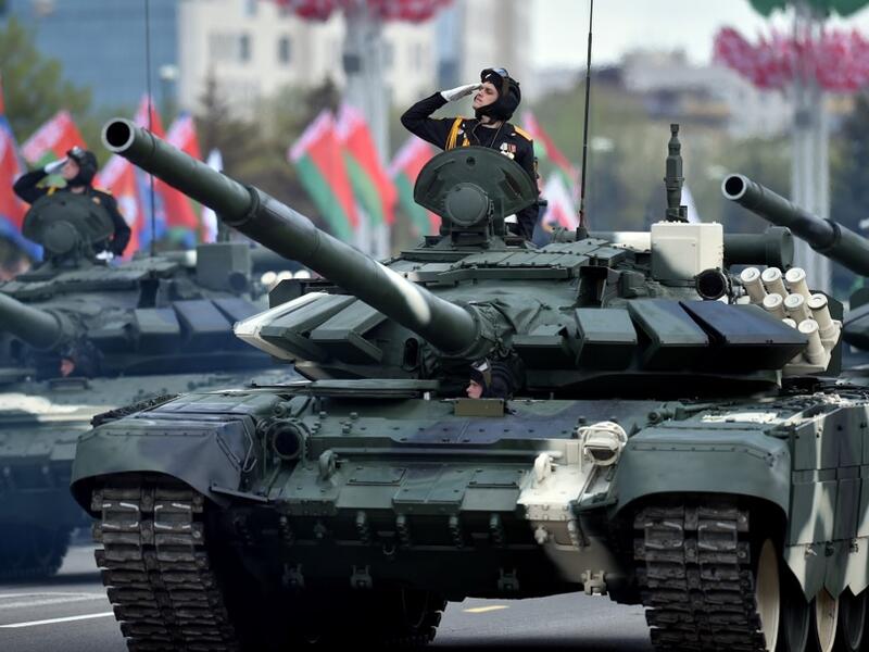 Belarus' T-52 tanks take part in a military parade to mark the 75th anniversary of the Soviet Union's victory over Nazi Germany in World War Two, in Minsk on May 9, 2020. Sergei GAPON / AFP