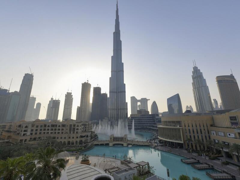 Dubai's fountain show resumes beneath the Burj Khalifa tower, on June 5, 2020, as the Gulf emirate emerges from a lockdown imposed due to the COVID-19 pandemic.