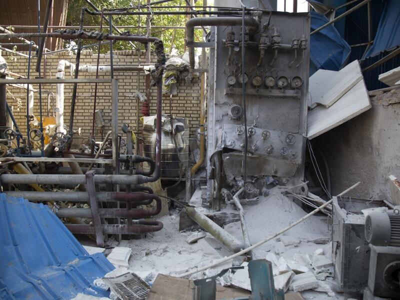 A picture taken on July 7, 2020, shows the site of an explosion at an oxygen factory in town of Baqershahr, south of the capital Tehran. An explosion killed two people before dawn at a factory south of Iran's capital, state media reported, blaming human error for the latest in a string of blasts in the Islamic republic. Mehdi KHANLARI / FARS NEWS / AFP